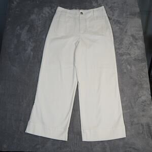 Habitat Women's Perfect Crop Jean White Sz 6 Wide Leg Front Pocket Classic